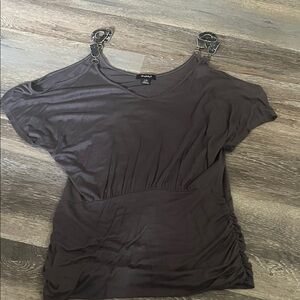 Stylish Dark Gray Short Sleeve Top